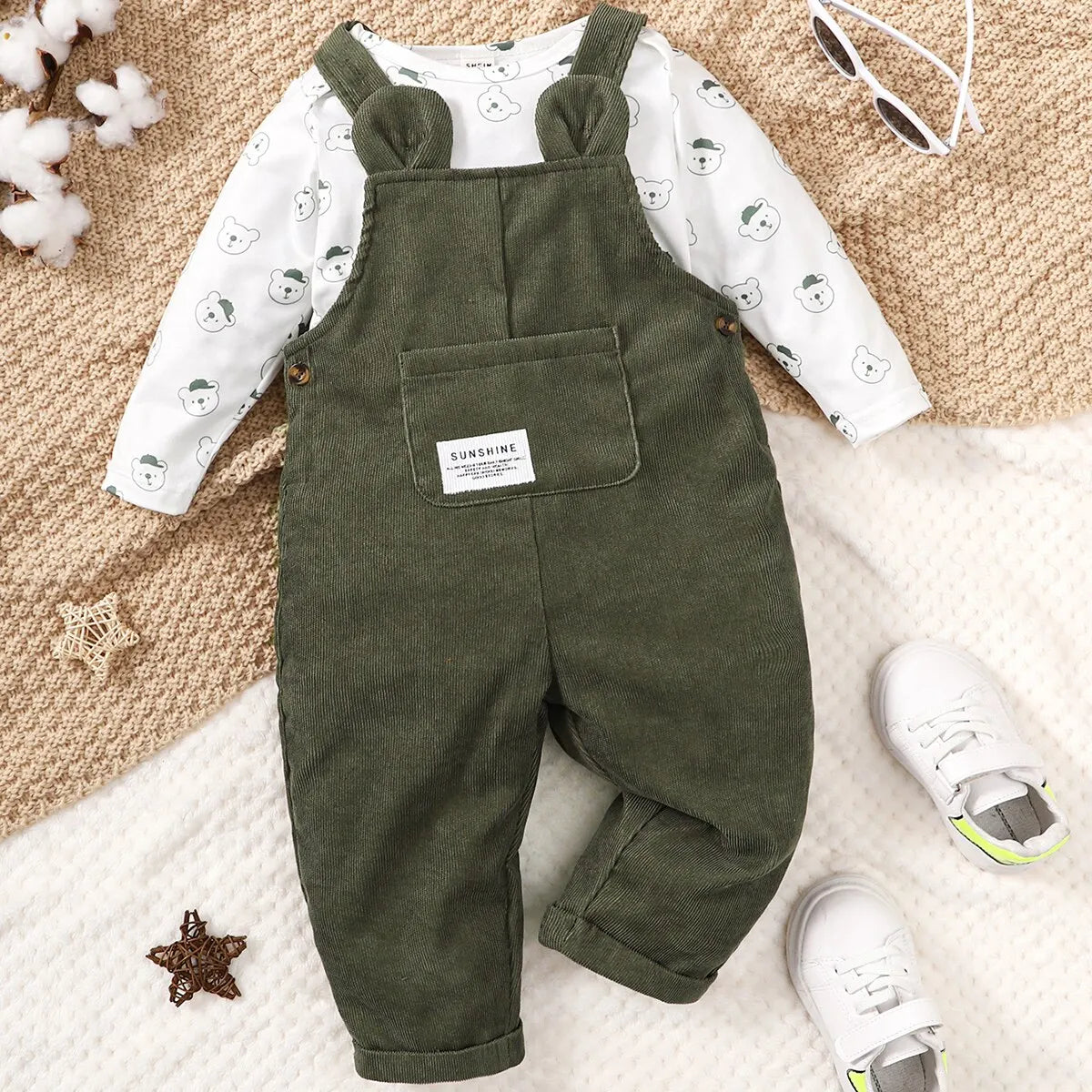 Boys Overall & Long Sleeve Set