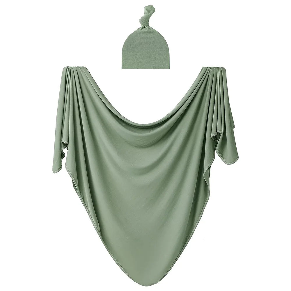 Baby Swaddle Set with Matching Hat